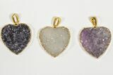 Lot: Druzy Amethyst Heart Pendants - Pieces #84076-1